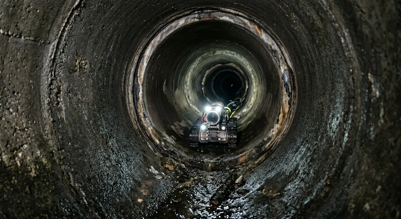 Robotic sewer camera inspecting pipe interior for Sewer Line Repair in Alvarado